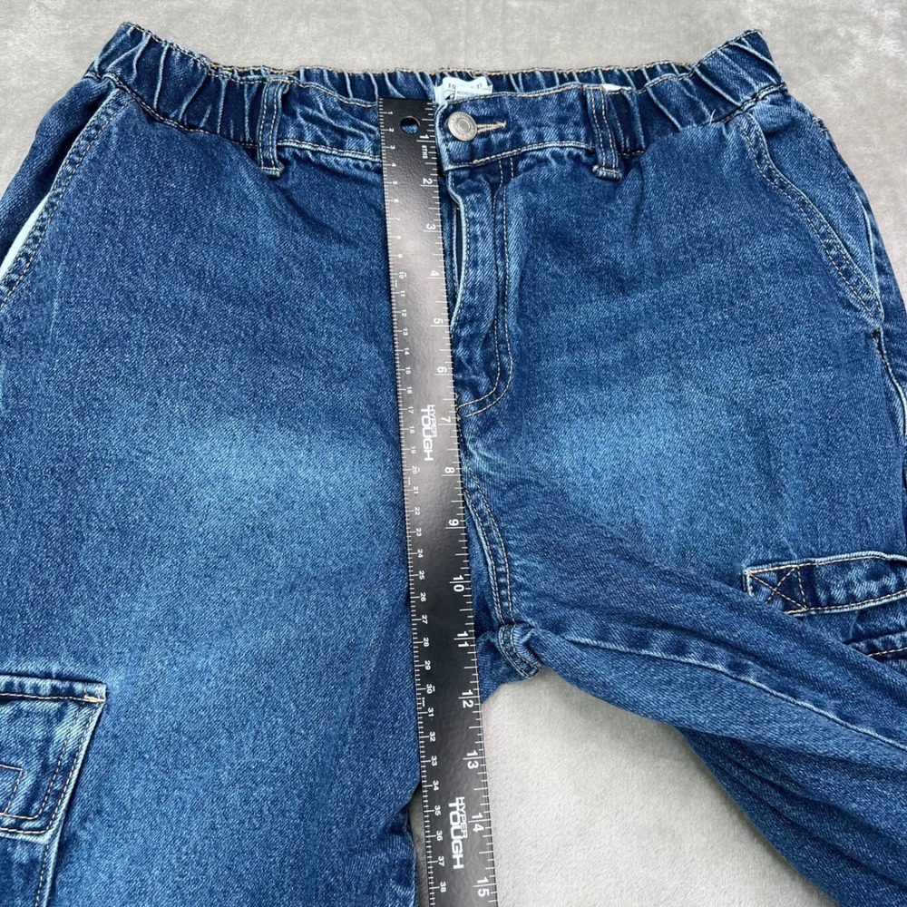 Forever 21 Jogger Jeans Womens Large Blue Medium Wash Cargo Utility Elastic Hem - Picture 8 of 12